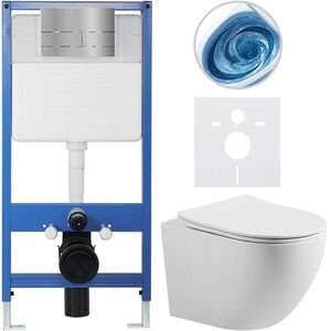 CERANO Kompletní WC set Profi/Cesso bílá matná WC tlačítko Line/Nerez předstěnová instalace 49x36 CER-8050BD84371 obraz