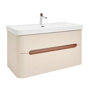 Koupelnová skříňka s umyvadlem a baterií SAT Fusion 97, 5x53x45 cm pískově béžová mat SATFUSION2100BEUBA SATFUSION2100BEUBA obraz