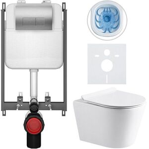 CERANO Kompletní WC set Basic/Carlito bílá lesklá WC tlačítko Modulo/Stříbrná pro zazdění 48, 5x36, 5 CER-8050BD86056 obraz