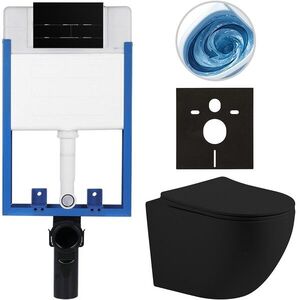 CERANO Kompletní WC set Profi/Cesso černá matná WC tlačítko Line/Černá lesklá pro zazdění 49x36 CER-8050BD84378 obraz