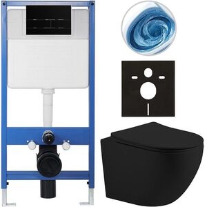 CERANO Kompletní WC set Profi/Cesso černá matná WC tlačítko Line/Černá lesklá předstěnová instalace 49x36 CER-8050BD84379 obraz