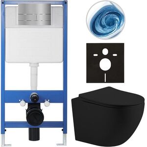 CERANO Kompletní WC set Profi/Cesso černá matná WC tlačítko Line/Nerez předstěnová instalace 49x36 CER-8050BD84381 obraz
