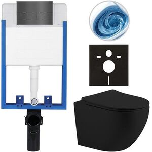 CERANO Kompletní WC set Profi/Cesso černá matná WC tlačítko Line tmavě šedá pro zazdění 49x36 CER-8050BD84384 obraz