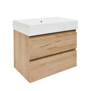 Koupelnová skříňka 2 zásuvková s umyvadlem SAT B-Way 79x50x45 cm dub mat BWAY280OAKU2BI BWAY280OAKU2BI obraz