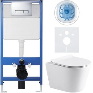 CERANO Kompletní WC set Profi/Carlito bílá lesklá WC tlačítko Slim/Chrom předstěnová instalace 48, 5x36, 5 CER-8050BD77 obraz