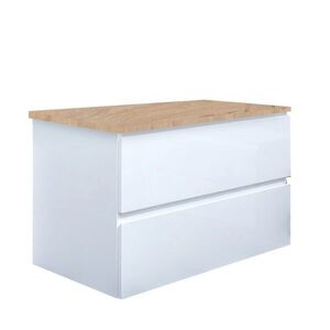 Koupelnová skříňka s krycí deskou SAT B-Way 79x50x45 cm bílá lesk BWAY280WDOAK BWAY280WDOAK obraz