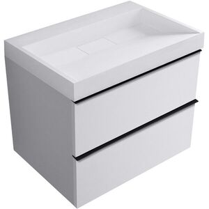 CERANO Koupelnová skříňka Velora bílá matná, úchytka černá + umyvadlo z lit. mramoru Vita bílá lesklá 70x63x46, 5 CER-8050BD83986 obraz