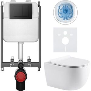 CERANO Kompletní WC set Basic/Felci bílá lesklá WC tlačítko Maxio/Černá pro zazdění 53x37 CER-8050BD86081 obraz