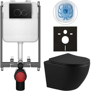 CERANO Kompletní WC set Basic/Cesso černá matná WC tlačítko Dualo/Černá pro zazdění 49x36 CER-8050BD86336 obraz