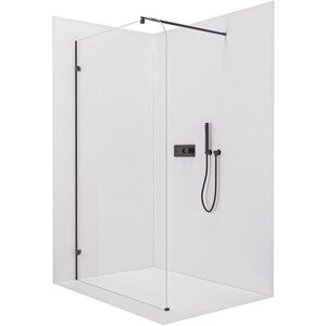 CERANO Sprchová zástěna Walk-in Orbis Round L/P 8 mm kulatá vzpěra černá matná, transparentní sklo 160x200 CER-978730 obraz