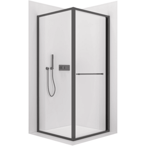 CERANO Sprchový kout Versaro L/P 6 mm černá matná, transparentní sklo 100x100 zasouvací CER-8050BD80290 obraz