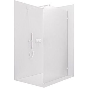 CERANO Sprchová zástěna Walk-in Orbis Round Pravá 8 mm kulatá vzpěra bílá matná, mléčné sklo 110x200 CER-999931 obraz