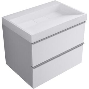 CERANO Koupelnová skříňka Velora bílá matná, úchytka chrom + umyvadlo z lit. mramoru Vita bílá matná 70x63x46, 5 CER-8050BD83997 obraz