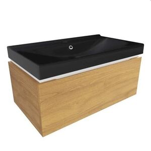Koupelnová skříňka s umyvadlem SAT Feel 80x30x46 cm dub medový mat SATFEEL80DMU1MB SATFEEL80DMU1MB obraz