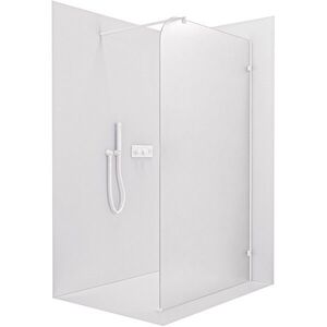 CERANO Sprchová zástěna Walk-in Orbis Round Pravá 8 mm kulatá vzpěra bílá matná, mléčné sklo 140x200 CER-999934 obraz