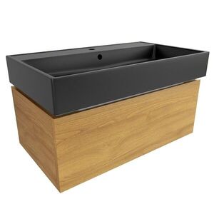 Koupelnová skříňka s umyvadlem SAT Feel 80x30x46 cm medový dub mat SATFEEL80DMU3 SATFEEL80DMU3 obraz
