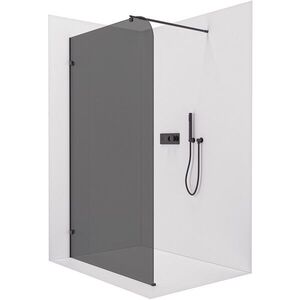 CERANO Sprchová zástěna Walk-in Orbis Round L/P 8 mm kulatá vzpěra černá matná, grafitové sklo 160x200 CER-978737 obraz