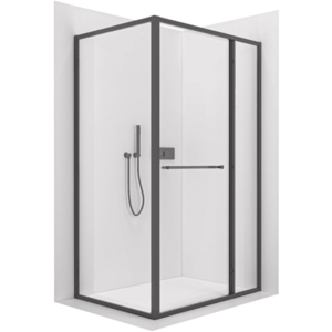 CERANO Sprchový kout Versaro L/P 6 mm černá matná, transparentní sklo 130x80 zasouvací CER-8050BD80297 obraz