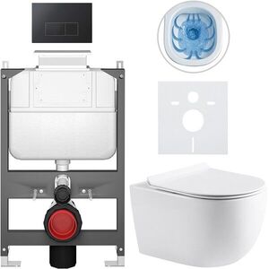 CERANO Kompletní WC set Basic/Felci bílá lesklá WC tlačítko Modulo/Černá ovládání shora předstěnová instalace 53x37 CER-8050BD86095 obraz