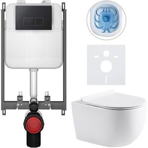 CERANO Kompletní WC set Basic/Felci bílá lesklá WC tlačítko Modulo/Černá pro zazdění 53x37 CER-8050BD86096 obraz
