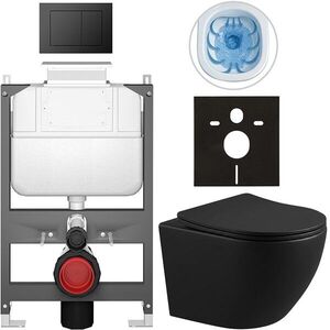 CERANO Kompletní WC set Basic/Cesso černá matná WC tlačítko Maxio/Černá ovládání shora předstěnová instalace 49x36 CER-8050BD86350 obraz
