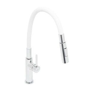 Dřezová baterie SAT se silikonovým ramínkem bílá/chrom SATBSD290B2F SATBSD290B2F obraz
