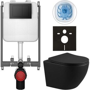 CERANO Kompletní WC set Basic/Cesso černá matná WC tlačítko Maxio/Černá pro zazdění 49x36 CER-8050BD86351 obraz