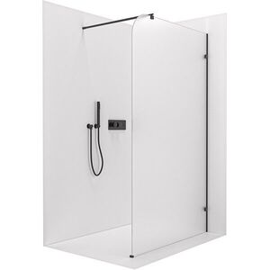 CERANO Sprchová zástěna Walk-in Orbis Round Pravá 8 mm kulatá vzpěra černá matná, mléčné sklo 150x200 CER-999941 obraz