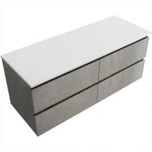 CERANO Koupelnová skříňka Carole betonově šedá + deska z lit. mramoru Elanys 12 mm bílá matná 120x49, 2x46 CER-8050BD85511 obraz