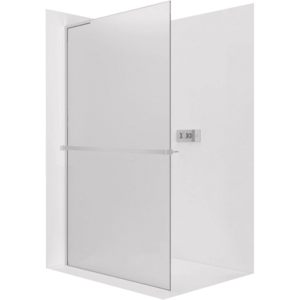 CERANO Sprchová zástěna Walk-in Onyx L-levá vzpěra 8 mm + polička/držák na ručníky chrom, mléčné sklo 110x200 CER-8050BD913 obraz