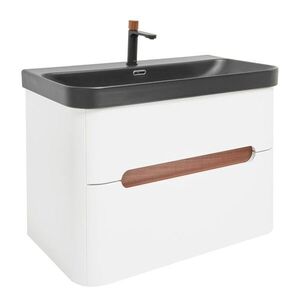 Koupelnová skříňka s umyvadlem a baterií SAT Fusion 77, 5x53x45 cm bílá matná mat SATFUSION280WBKMBA SATFUSION280WBKMBA obraz