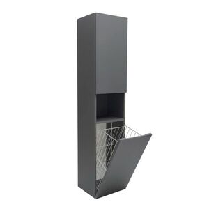 Koupelnová skříňka vysoká s košem na prádlo SAT Feel 36x165x32 cm antracit mat SATFEELV36ANTK SATFEELV36ANTK obraz