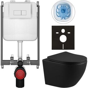 CERANO Kompletní WC set Basic/Cesso černá matná WC tlačítko Modulo/Bílá pro zazdění 49x36 CER-8050BD86361 obraz