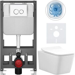CERANO Kompletní WC set Basic/Forte bílá lesklá WC tlačítko Dualo/Bílá volně stojící předstěnová instalace 51x36 CER-8050BD86107 obraz