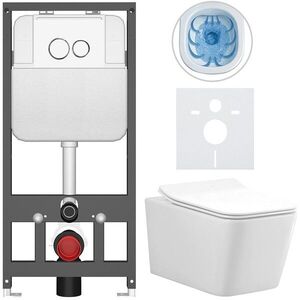 CERANO Kompletní WC set Basic/Forte bílá lesklá WC tlačítko Dualo/Bílá závěsné předstěnová instalace 51x36 CER-8050BD86108 obraz