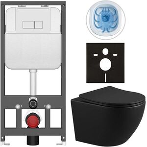 CERANO Kompletní WC set Basic/Cesso černá matná WC tlačítko Modulo/Bílá závěsné předstěnová instalace 49x36 CER-8050BD86363 obraz