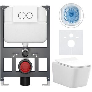 CERANO Kompletní WC set Basic/Forte bílá lesklá WC tlačítko Dualo/Bílá závěsné nízký modul předstěnová instalace 51x36 CER-8050BD86109 obraz