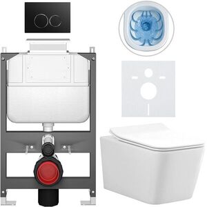 CERANO Kompletní WC set Basic/Forte bílá lesklá WC tlačítko Dualo/Černá ovládání shora předstěnová instalace 51x36 CER-8050BD86110 obraz