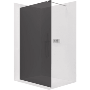 CERANO Sprchová zástěna Walk-in Onyx Cube L/P 10 mm hranatá vzpěra chrom, grafitové sklo 90x200 CER-8050BD8403 obraz