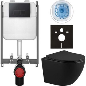 CERANO Kompletní WC set Basic/Cesso černá matná WC tlačítko Modulo/Černá pro zazdění 49x36 CER-8050BD86366 obraz