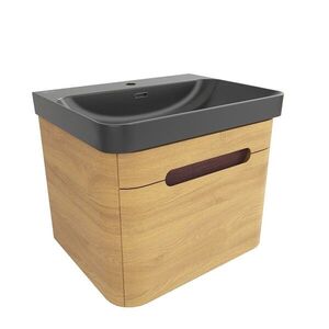 Koupelnová skříňka s umyvadlem SAT Fusion 57, 5x43x45 cm dub medový mat SATFUSION60DMBKM SATFUSION60DMBKM obraz