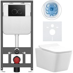 CERANO Kompletní WC set Basic/Forte bílá lesklá WC tlačítko Dualo/Černá závěsné předstěnová instalace 51x36 CER-8050BD86113 obraz