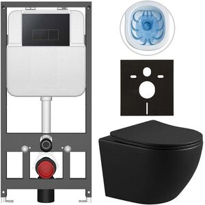 CERANO Kompletní WC set Basic/Cesso černá matná WC tlačítko Modulo/Černá závěsné předstěnová instalace 49x36 CER-8050BD86368 obraz