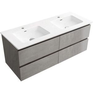 CERANO Koupelnová skříňka Carole betonově šedá + keramické dvojumyvadlo Novo bílá lesklá 121x49, 5x46, 5 CER-8050BD85856 obraz