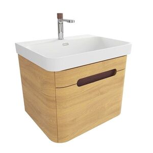 Koupelnová skříňka s umyvadlem SAT Fusion 57, 5x43x45 cm dub medový mat SATFUSION60DMMWBA SATFUSION60DMMWBA obraz