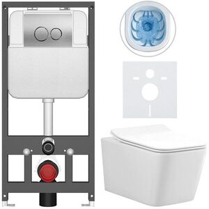 CERANO Kompletní WC set Basic/Forte bílá lesklá WC tlačítko Dualo/Stříbrná závěsné předstěnová instalace 51x36 CER-8050BD86118 obraz