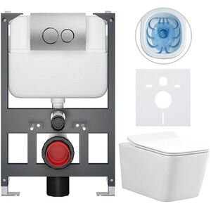 CERANO Kompletní WC set Basic/Forte bílá lesklá WC tlačítko Dualo/Stříbrná závěsné nízký modul předstěnová instalace 51x36 CER-8050BD86119 obraz