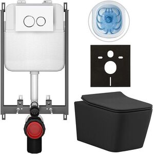 CERANO Kompletní WC set Basic/Forte černá matná WC tlačítko Dualo/Bílá pro zazdění 51x36 CER-8050BD86376 obraz