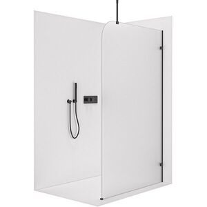 CERANO Sprchová zástěna Walk-in Orbis Top Round Pravá 8 mm kulatá vzpěra černá matná, mléčné sklo 160x200 CER-999966 obraz