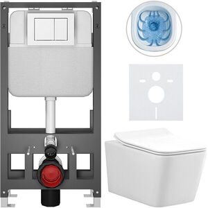 CERANO Kompletní WC set Basic/Forte bílá lesklá WC tlačítko Maxio/Bílá volně stojící předstěnová instalace 51x36 CER-8050BD86122 obraz